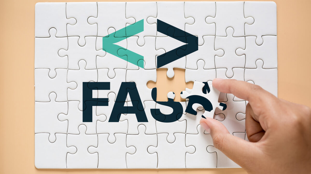 A nearly completed jigsaw puzzle featuring the FAS by 40Q logo,