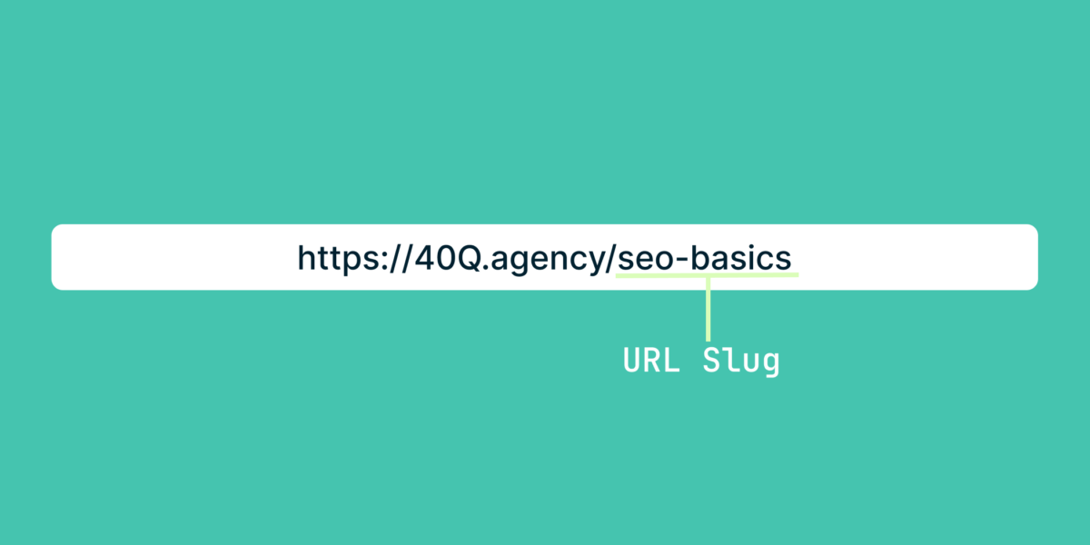  Diagram illustrating a URL slug displayed in a browser's address bar, highlighting its role in web page identification