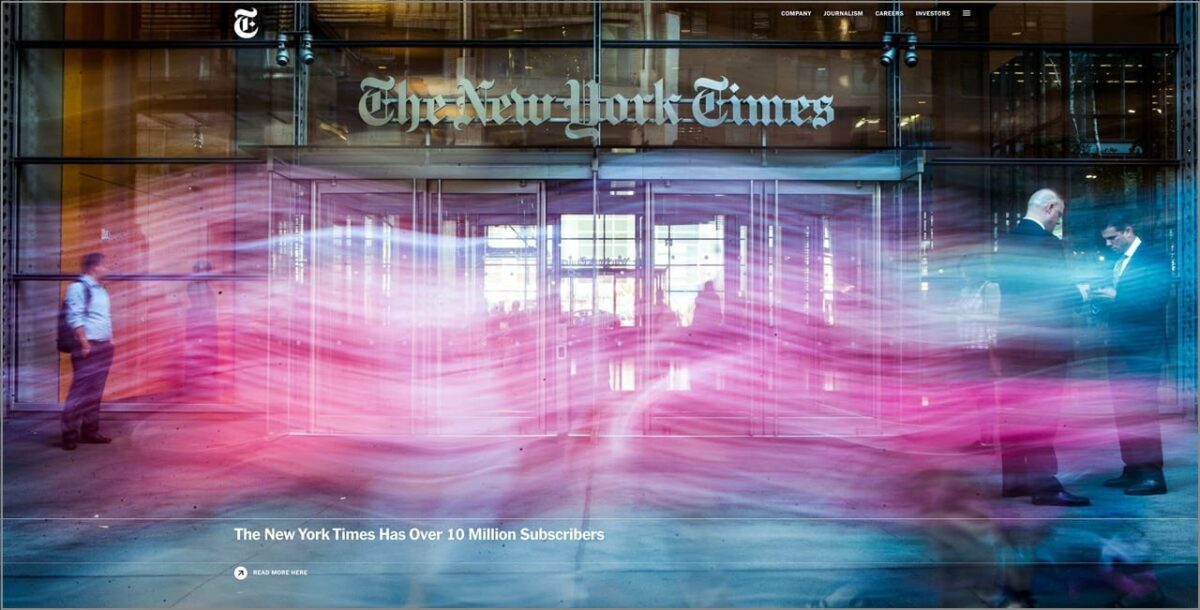 Screenshot of The New Your Times Company's Home Page