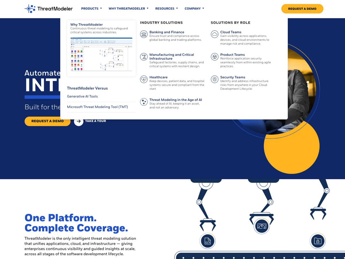 ThreatModeler marketing website built on WordPress for a security SaaS company