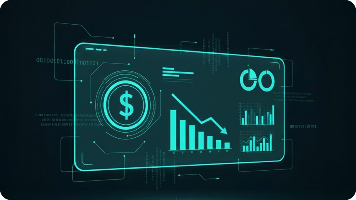 Futuristic image of a chart with floating overlays