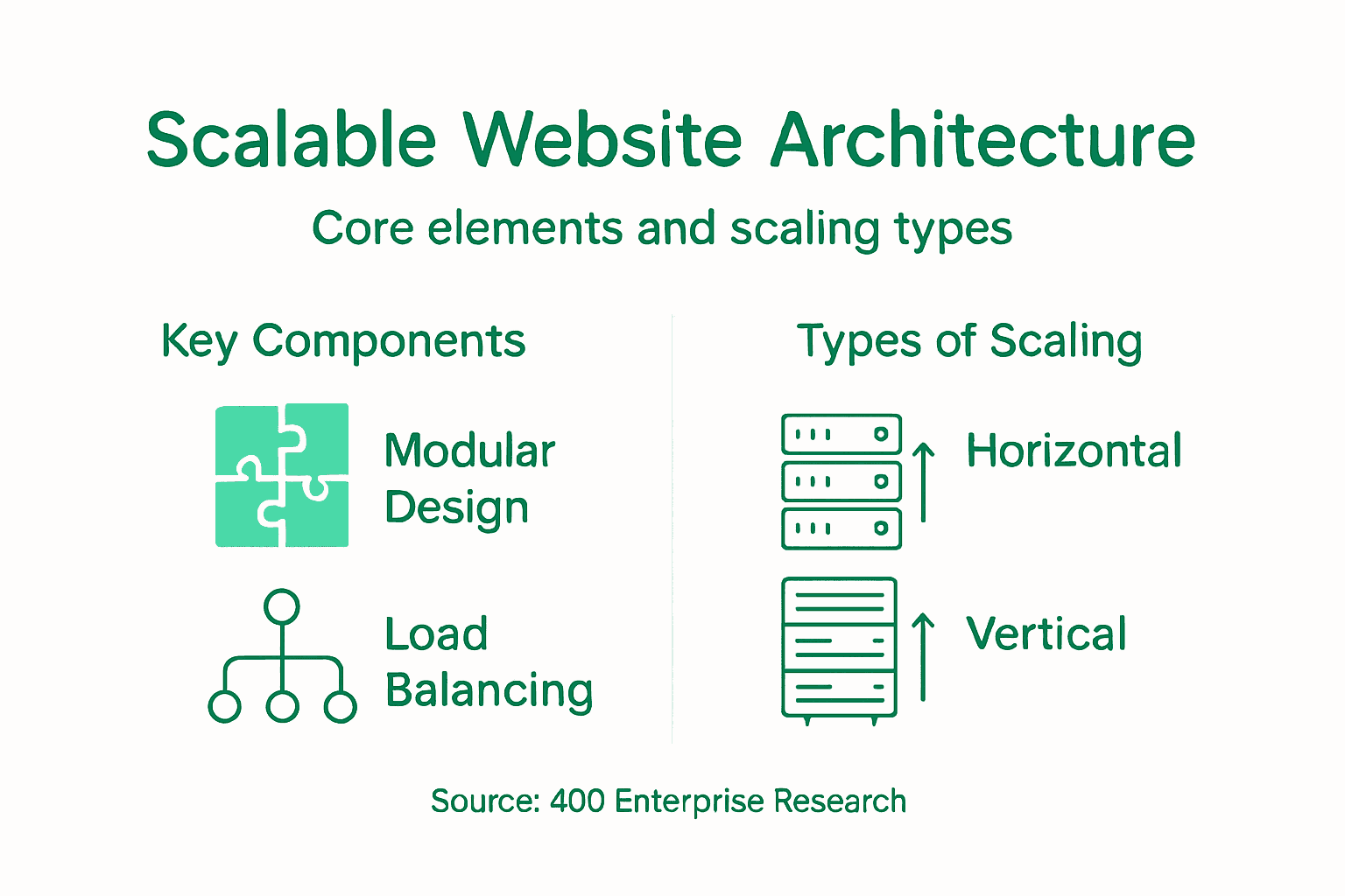 Infografía de las áreas de una arquitectura web escalable
