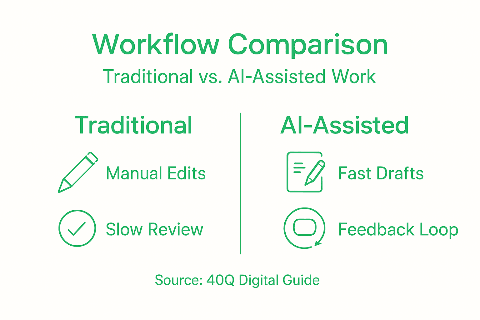 Infografía que compara flujos de trabajo de contenido