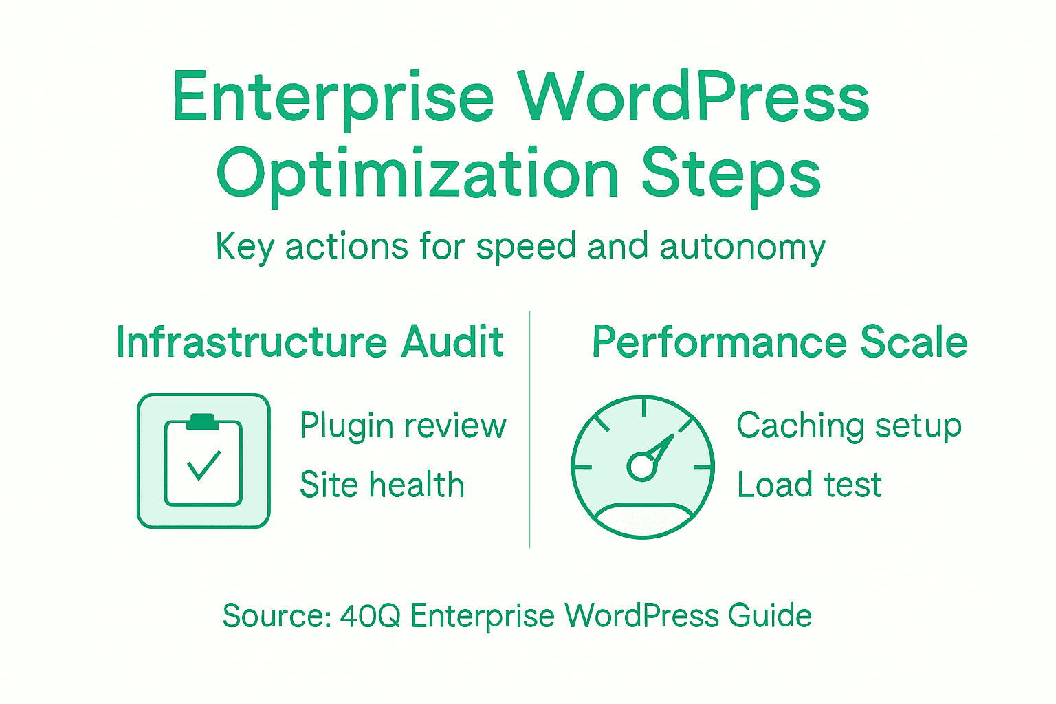 Infografía de pasos para optimizar WordPress
