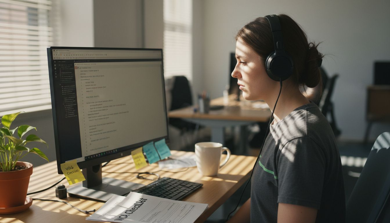 Desarrollador implementando funciones de accesibilidad web