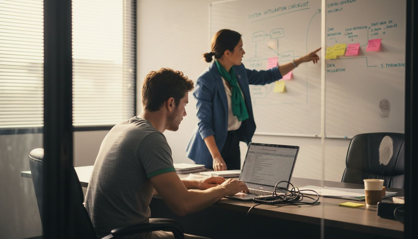 Equipo revisando un checklist de capacidades de integración