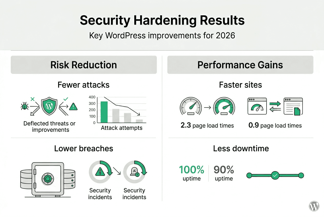 Infografía que muestra los beneficios de seguridad de WordPress