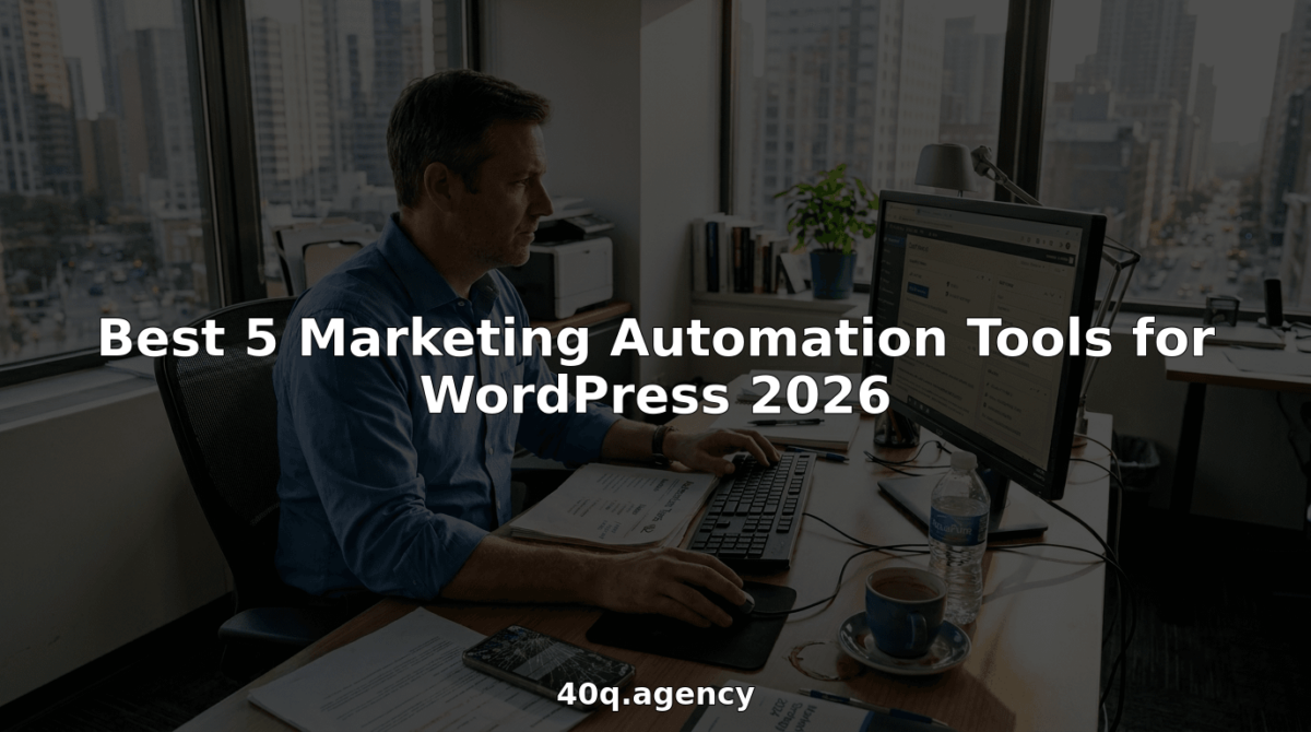 Manager reviewing WordPress automation tools in office