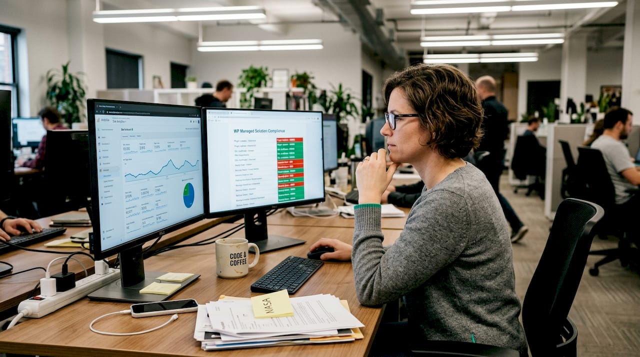 Manager revisando WordPress administrado para enterprise