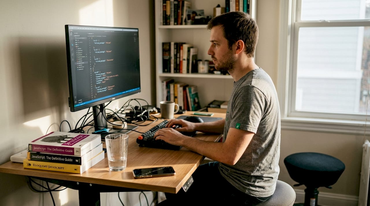 Desarrollador web preparando la configuración de localización
