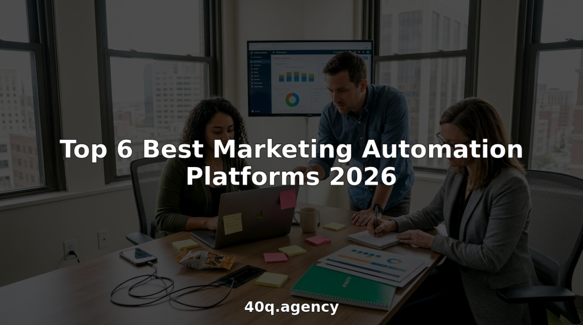 Team working together in marketing automation office