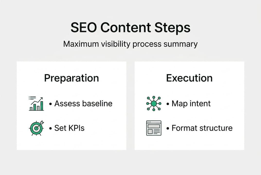 Infografía que resume los pasos clave del contenido SEO