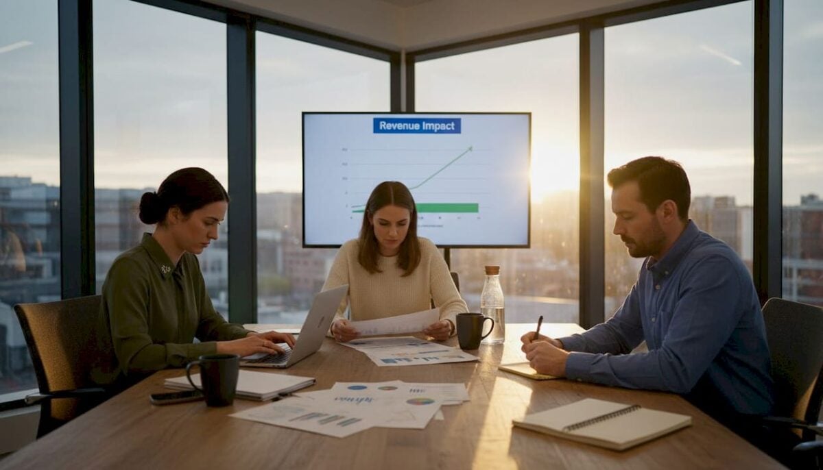 Enterprise marketing team collaborating in meeting